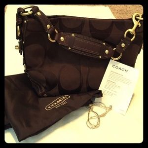 Coach dark brown signature shoulder bag, satchel